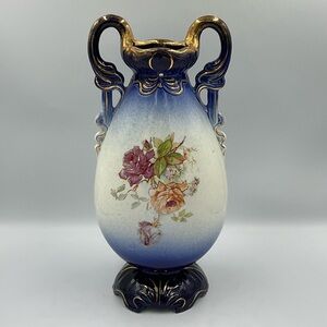 Antique Style Cobalt Blue & Gold Art Nouveau/Rococo Revival Vase